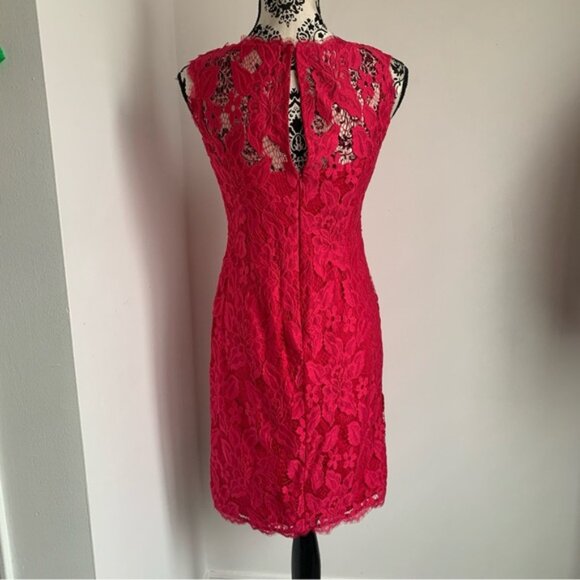 Adrianna Papell Vibrant Pink Lace Dress - Picture 4 of 12